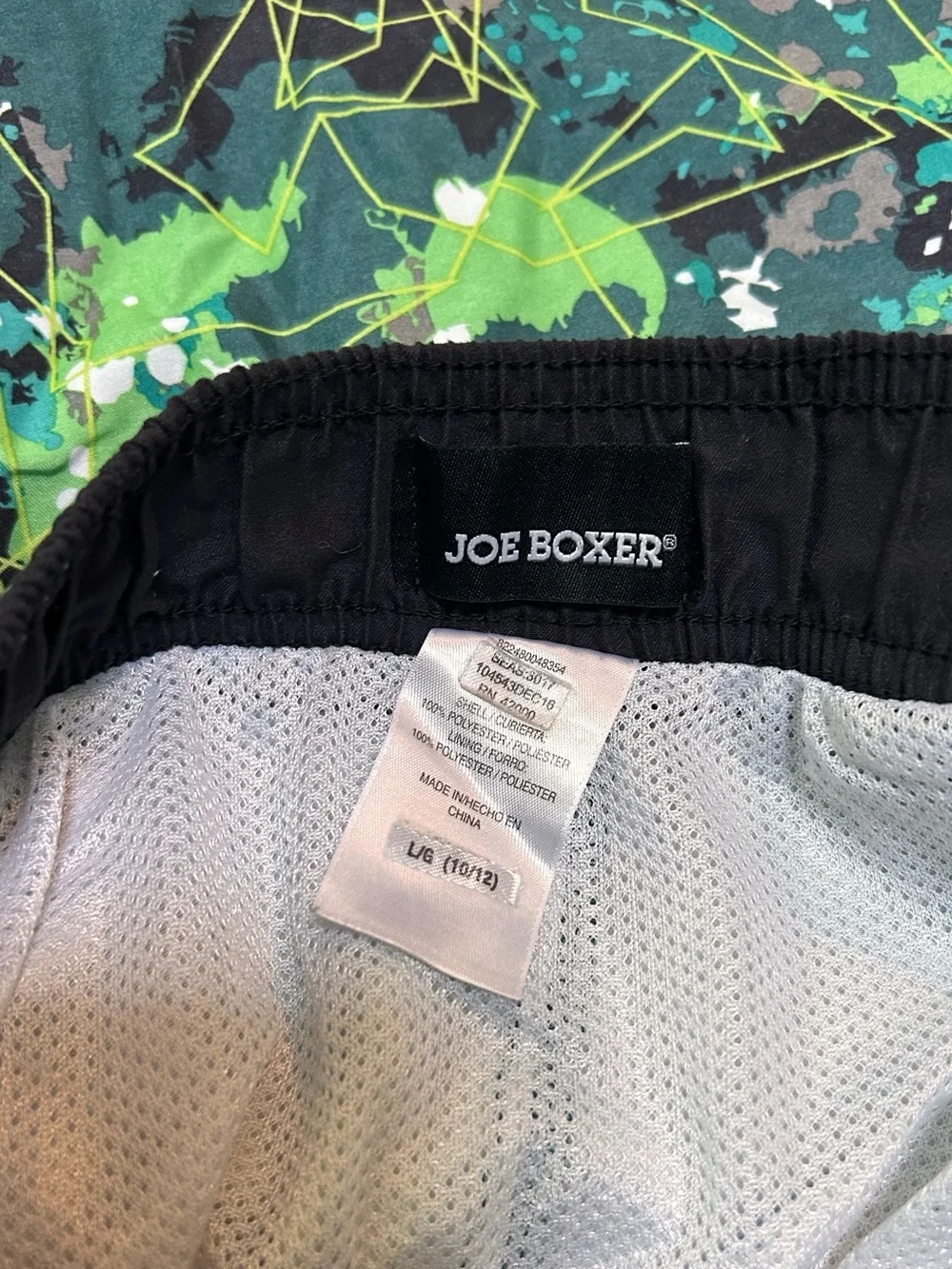 Joe Boxer Swim Trunks Bundle 2 pairs size L(10/12) Green Black Grey